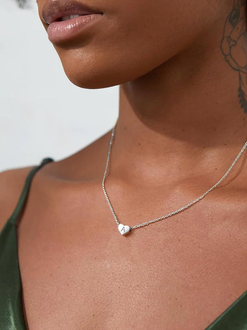 ChicSilver Sterling Silver Initial Necklace Small Heart Necklace with Initials 925 Sterling Silver Necklaces for Women - Image 2